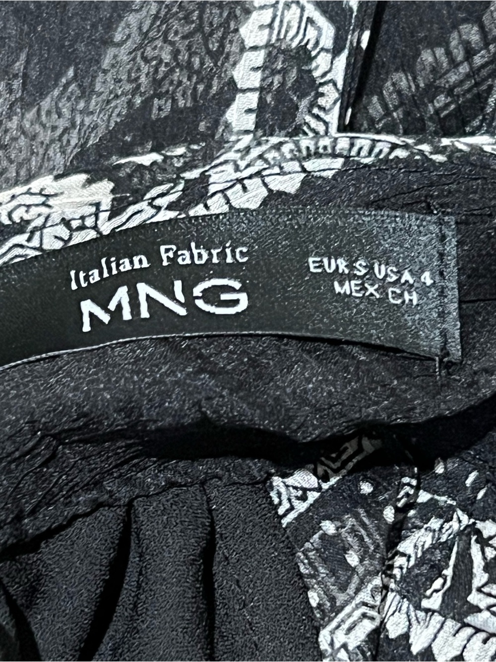 MNG Black & White Paisley Long Sleeve maxi Dress Size 4 - Picture 13 of 13
